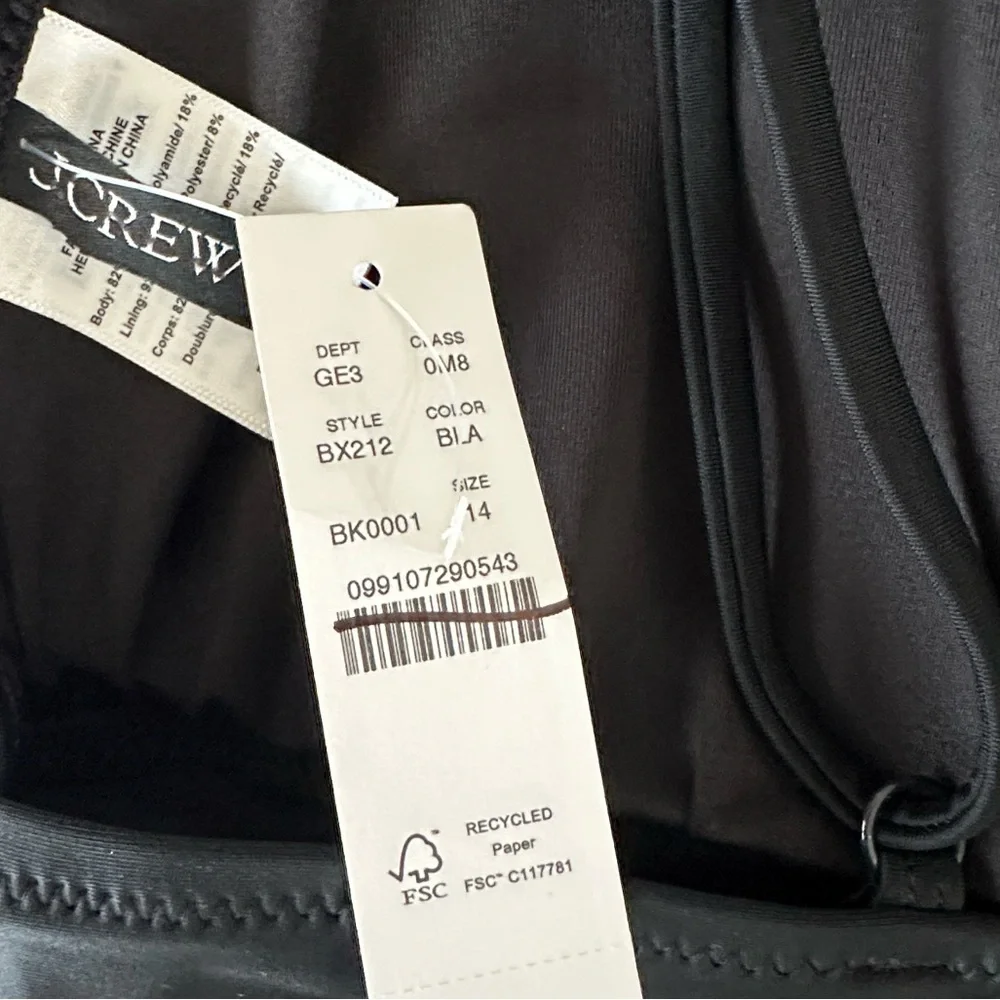 NEW J. CREW Long-torso ruched plunge one-piece swimsuit in Black Size‎ 14 - Picture 6 of 7